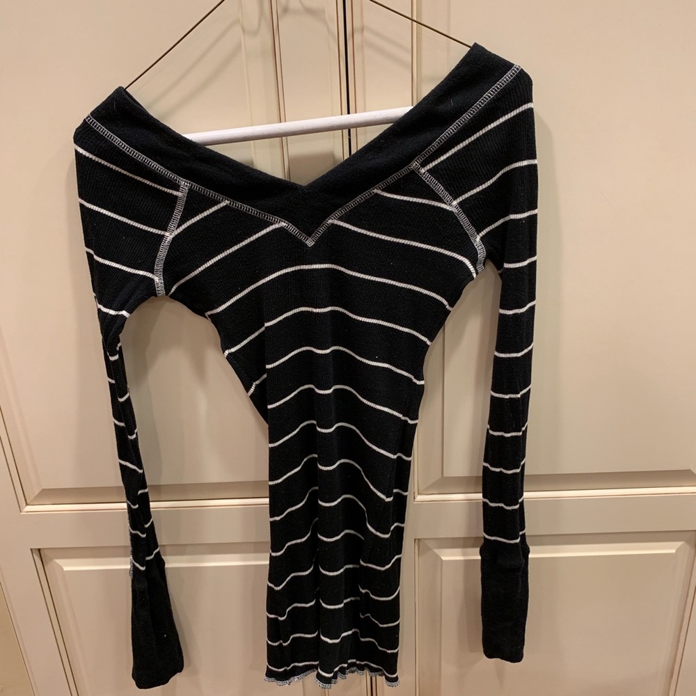 Free People Double V-neck Long Sleeve Tee